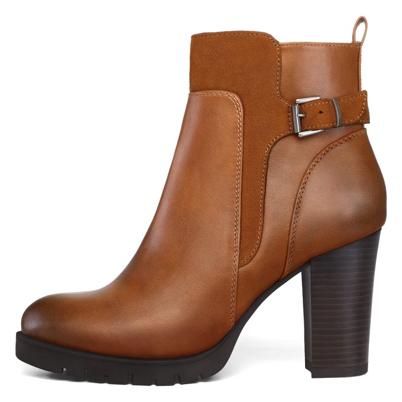 mysoft Women's Ankle Boots Chunky Stacked Heel Zipper Booties - Available in Wide Sizes - Image 1
